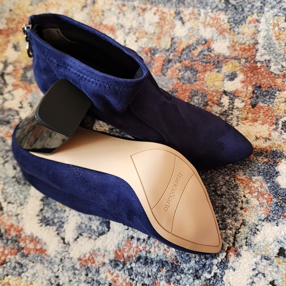 Franco Sarto Kortney Blue Suede Black Patent Pointed Toe Boots Size 9 - Picture 7 of 9